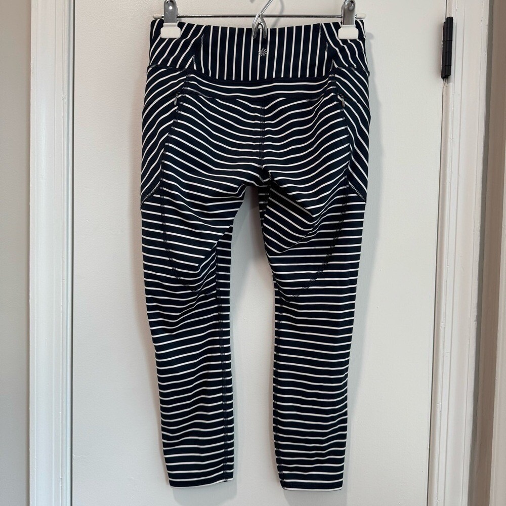 Athleta Stripe‎ Yoga Capri Leggings with Pockets Athletic Wear Size S Petite - Picture 2 of 7